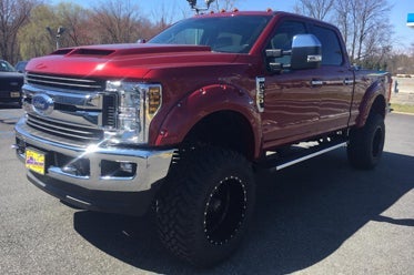 Red Custom Lifted Super Duty with Custom Hood at All American Ford of Hackensack in Hackensack NJ